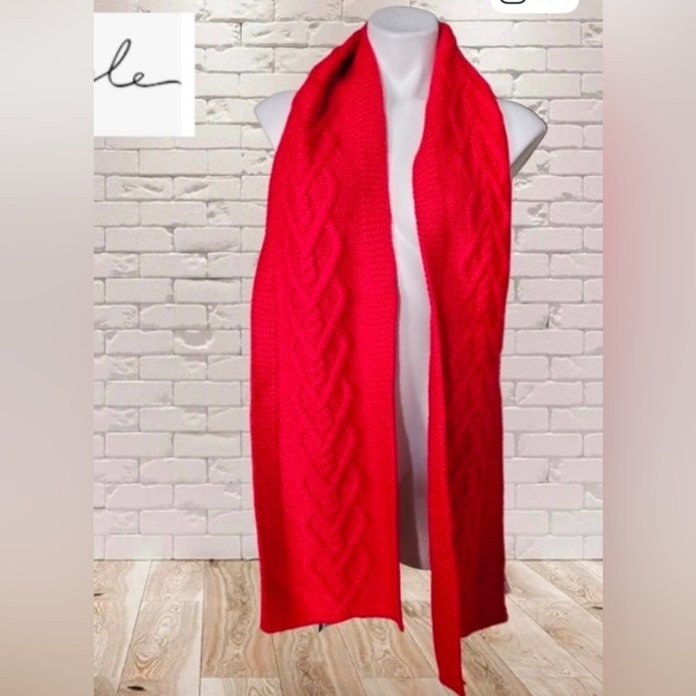 Free people bright red holiday knit scarf
